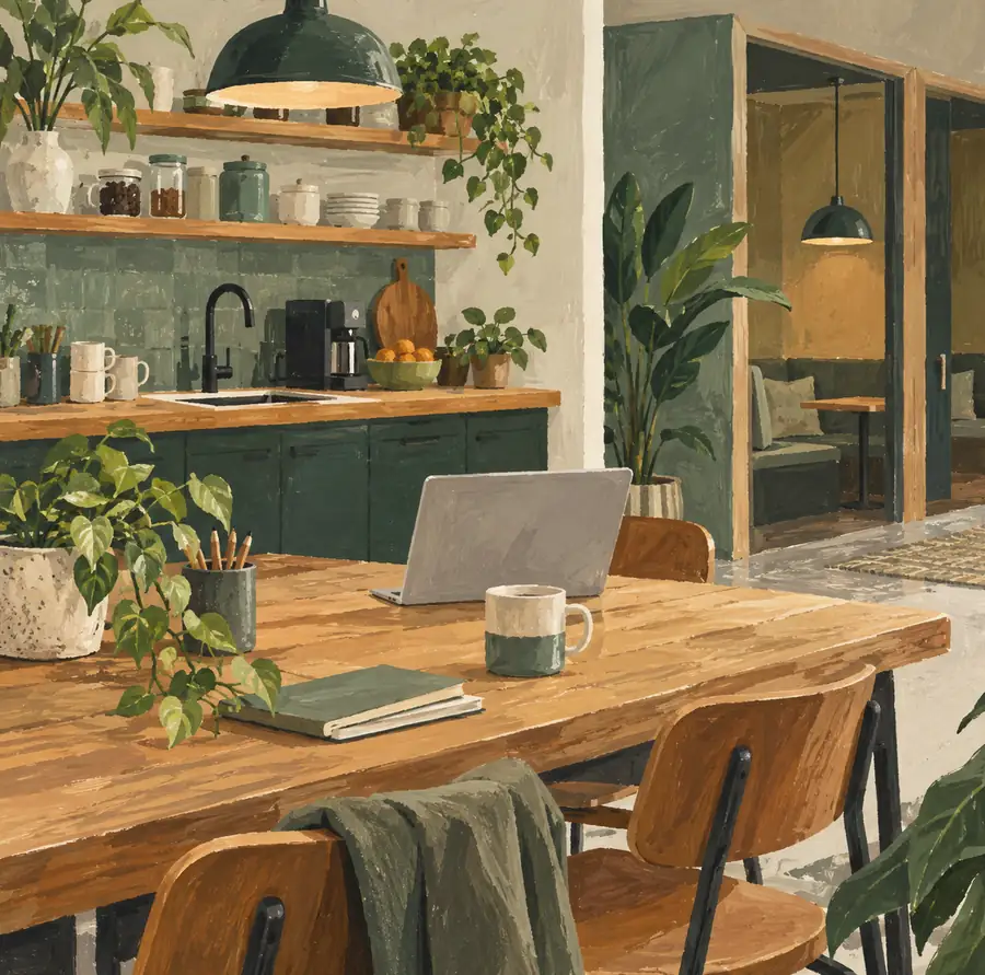 Illustration of workspace businesses equipment and workspace