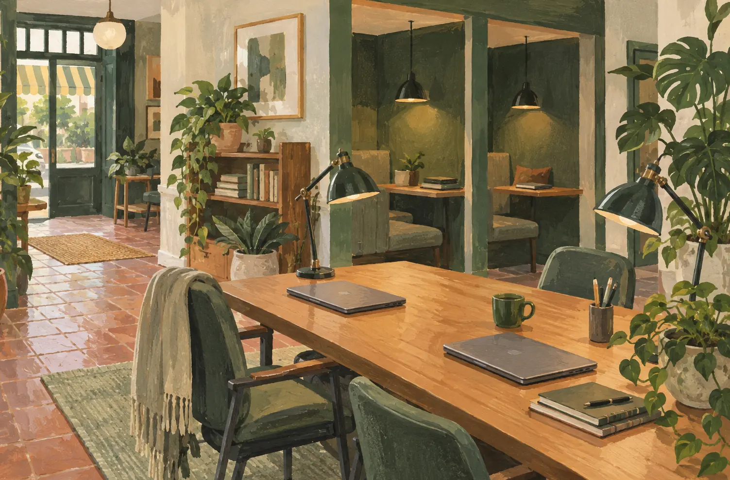Illustration of workspace businesses and their working space